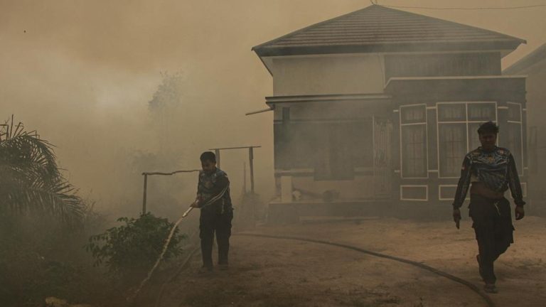 Langit Palangka Raya Menguning Warga Tercekik Asap